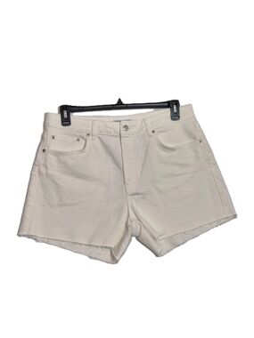 ANTONIO MELANI Women's Shorts Size 14 White Denim Raw Hem  Fly Bottom 61